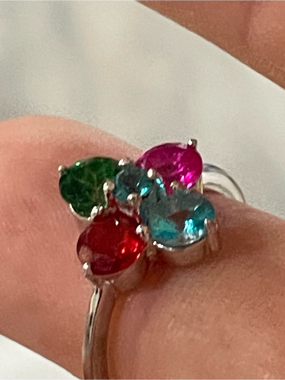 Neon TOPAZ‼️ 14k over Sterling. Ring sz-7 , Earrings, Pendant & Chai - Picture 4 of 12